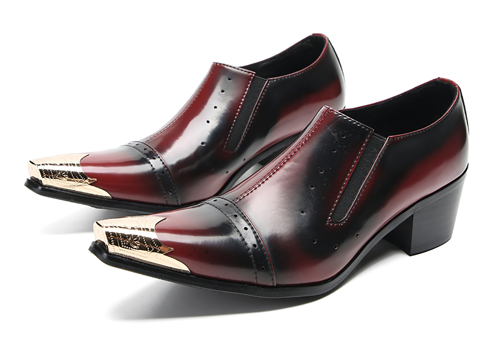 Mocasines occidentales con punta de metal para hombre