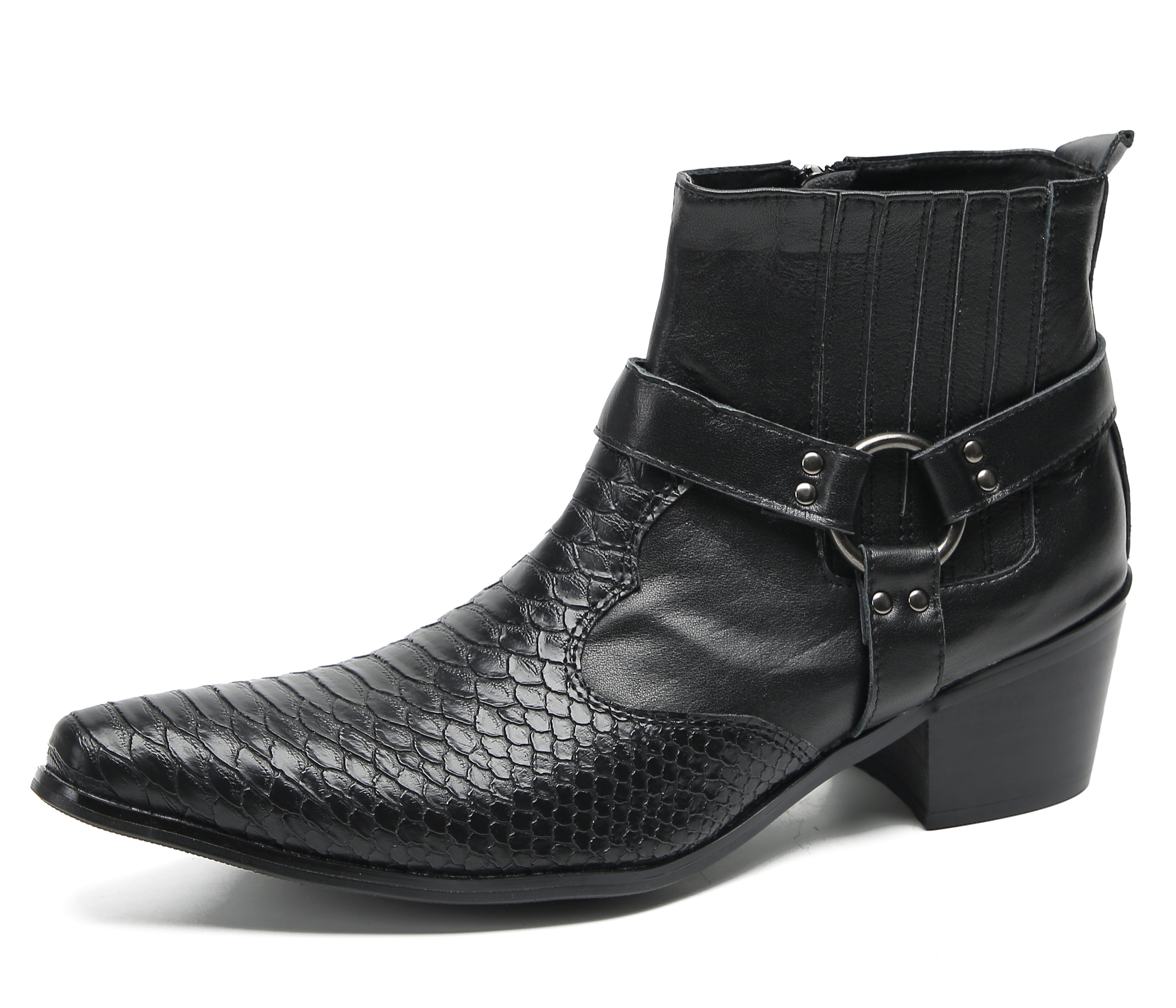 Men's Chain Strap Retro Western Boots