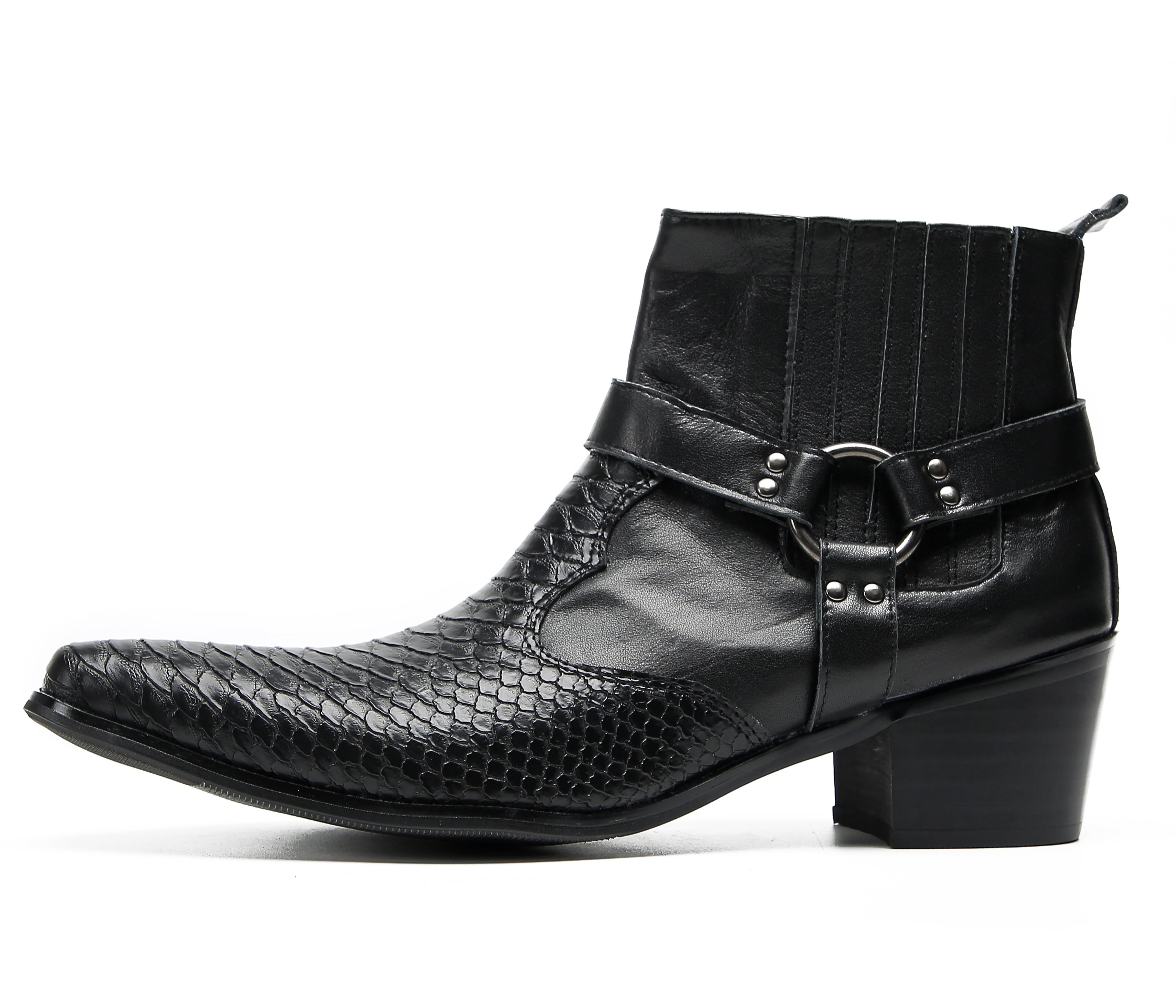 Men's Chain Strap Retro Western Boots
