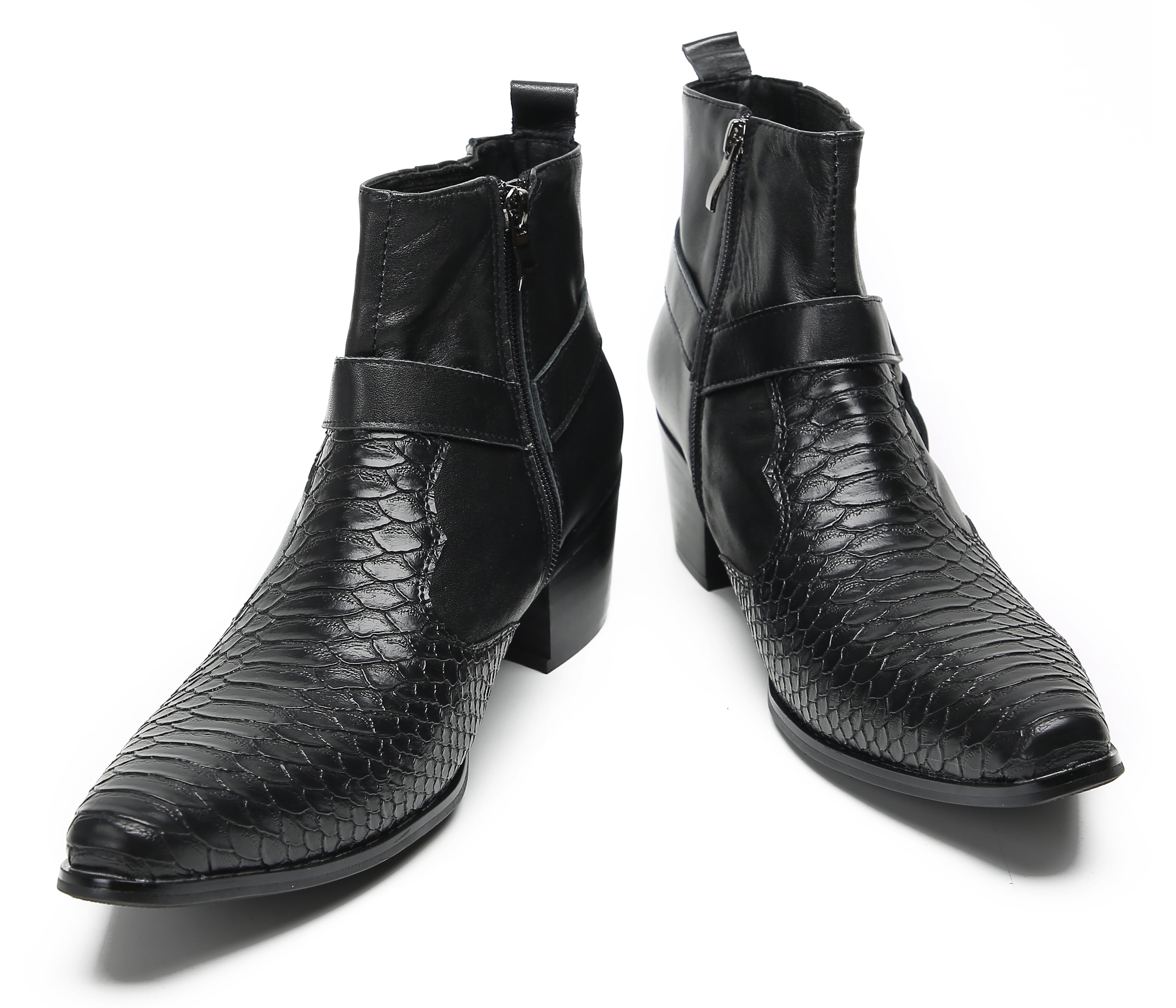 Men's Chain Strap Retro Western Boots