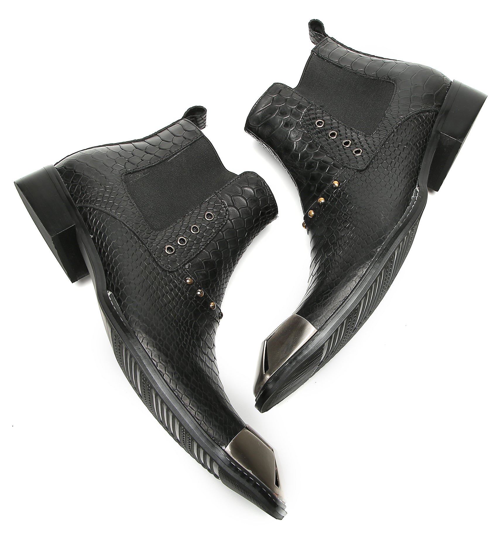 Men's Metal-Square Toe Zipper Fashion  Western Boots