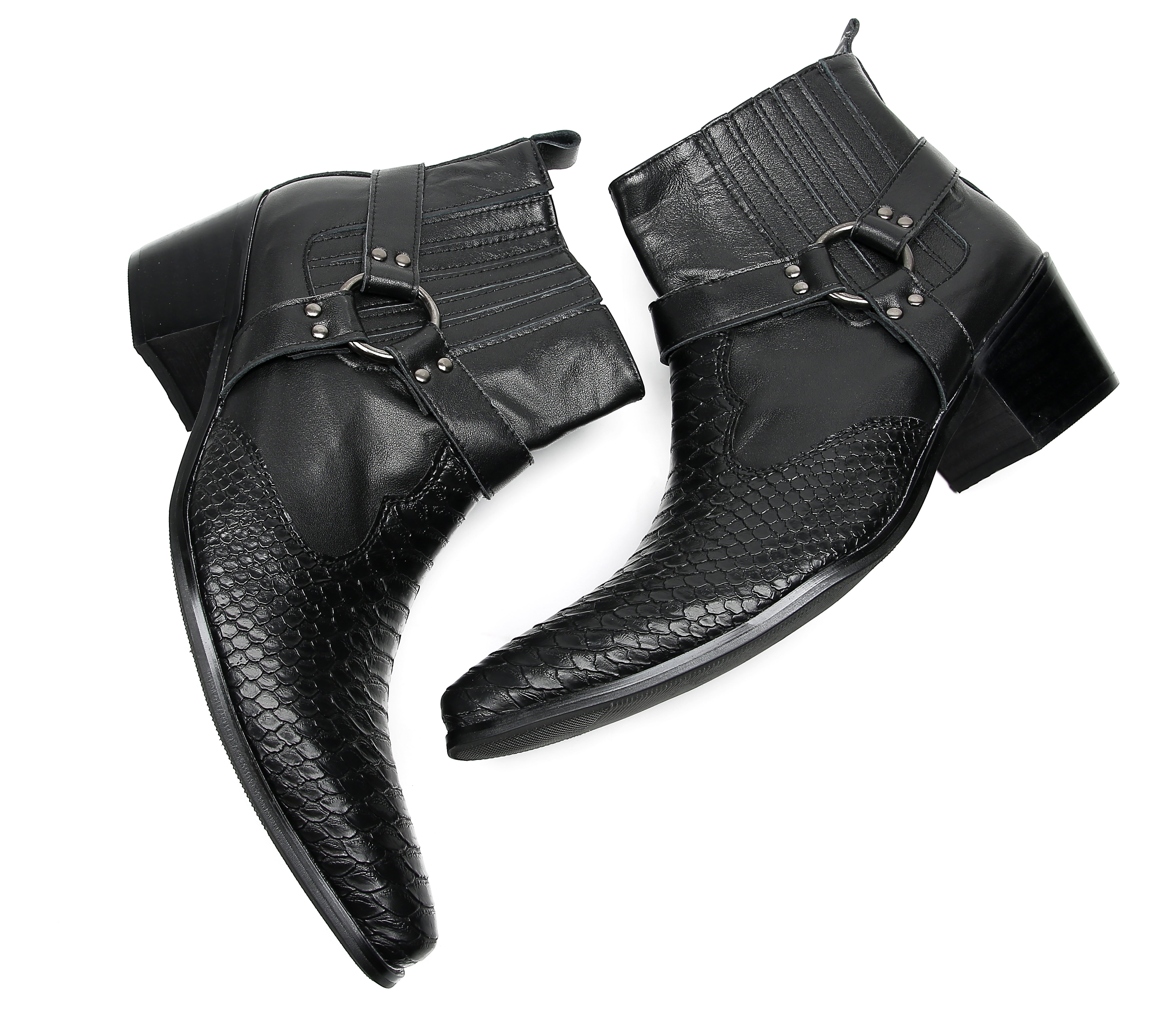 Men's Chain Strap Retro Western Boots