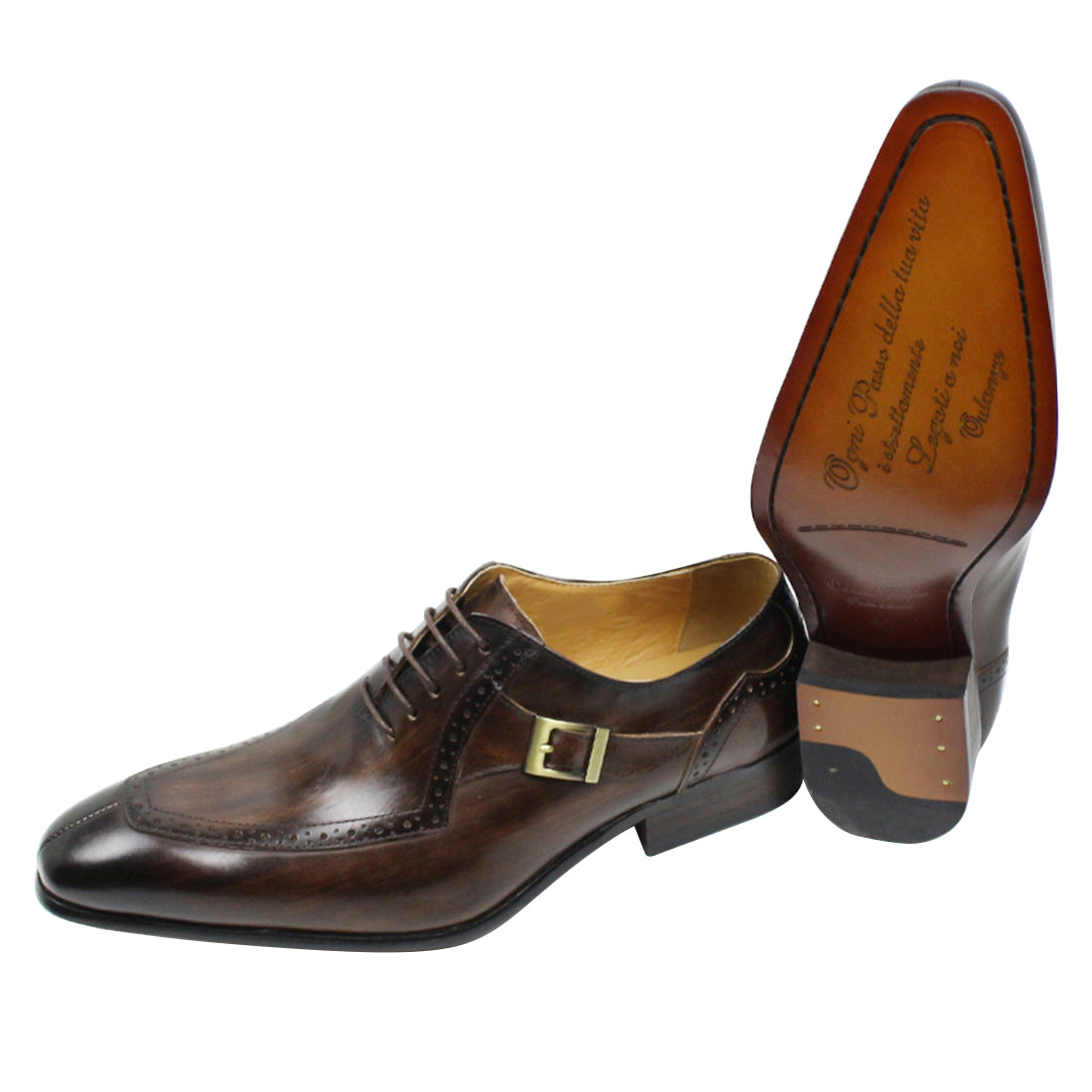Men's Dress Formal Buckle Longwing Brogues Oxfords