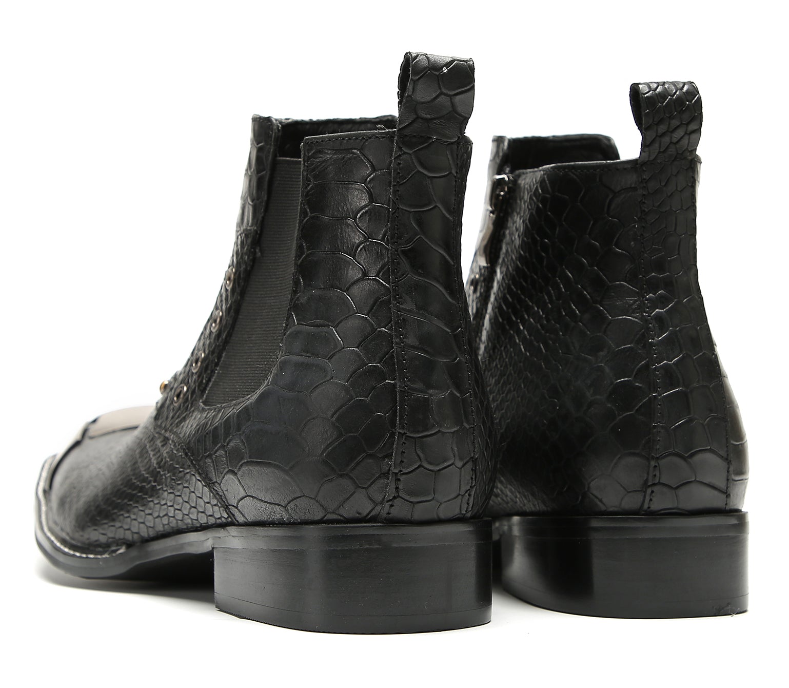 Men's Metal-Square Toe Zipper Fashion  Western Boots