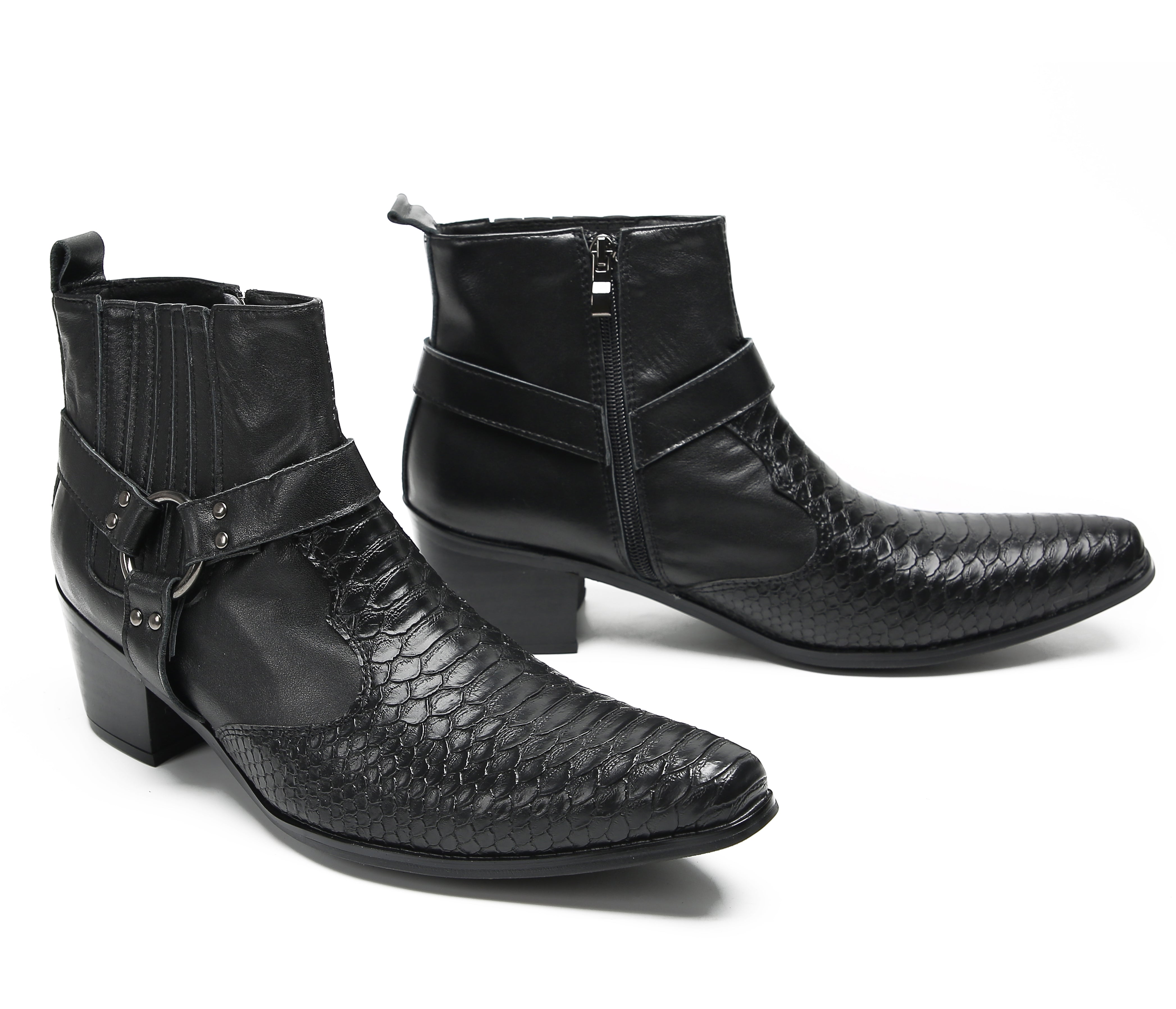 Men's Chain Strap Retro Western Boots