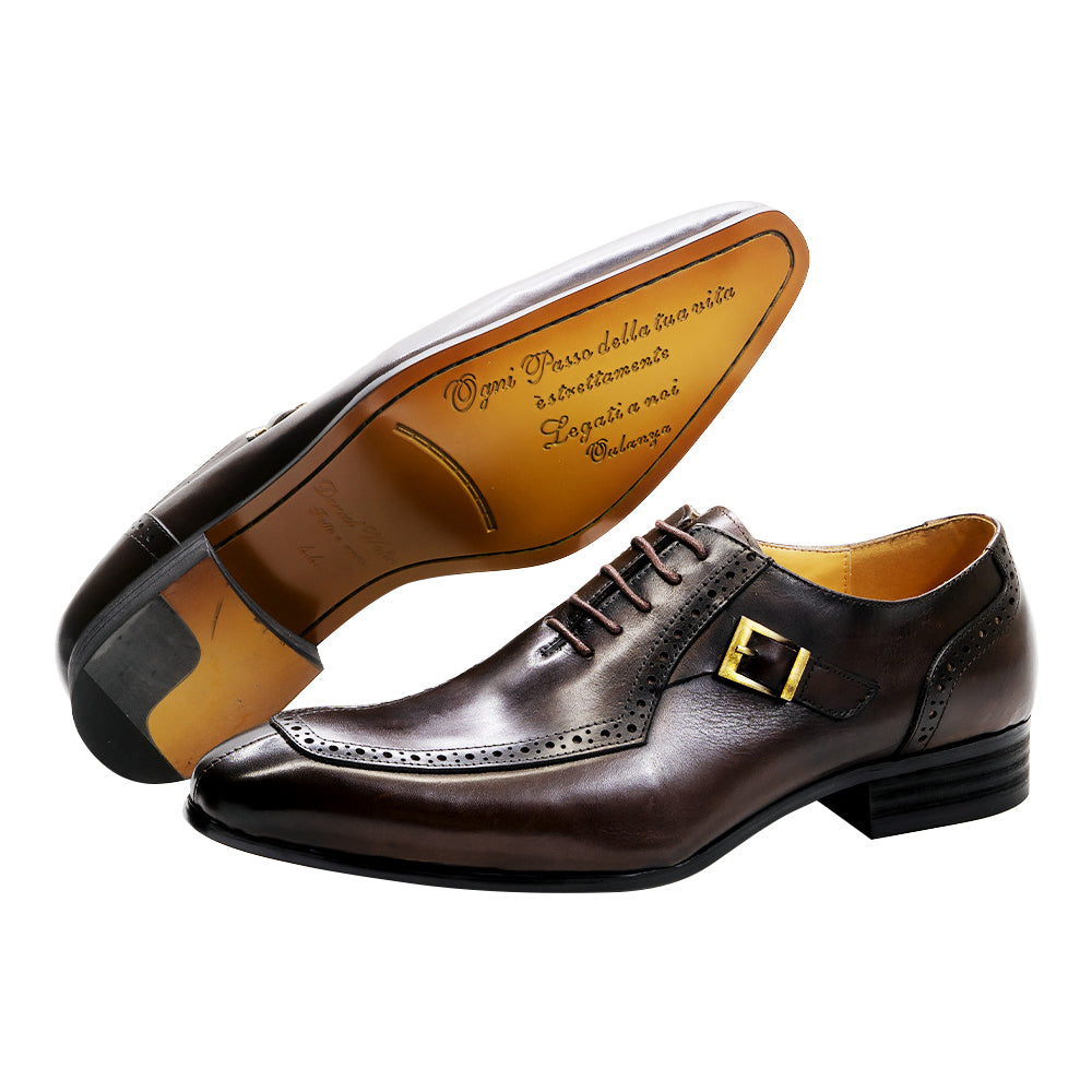 Men's Dress Formal Buckle Longwing Brogues Oxfords