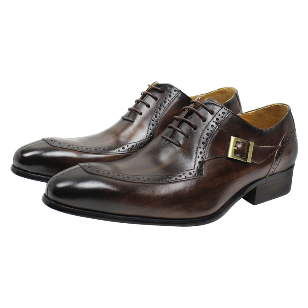 Men's Dress Formal Buckle Longwing Brogues Oxfords