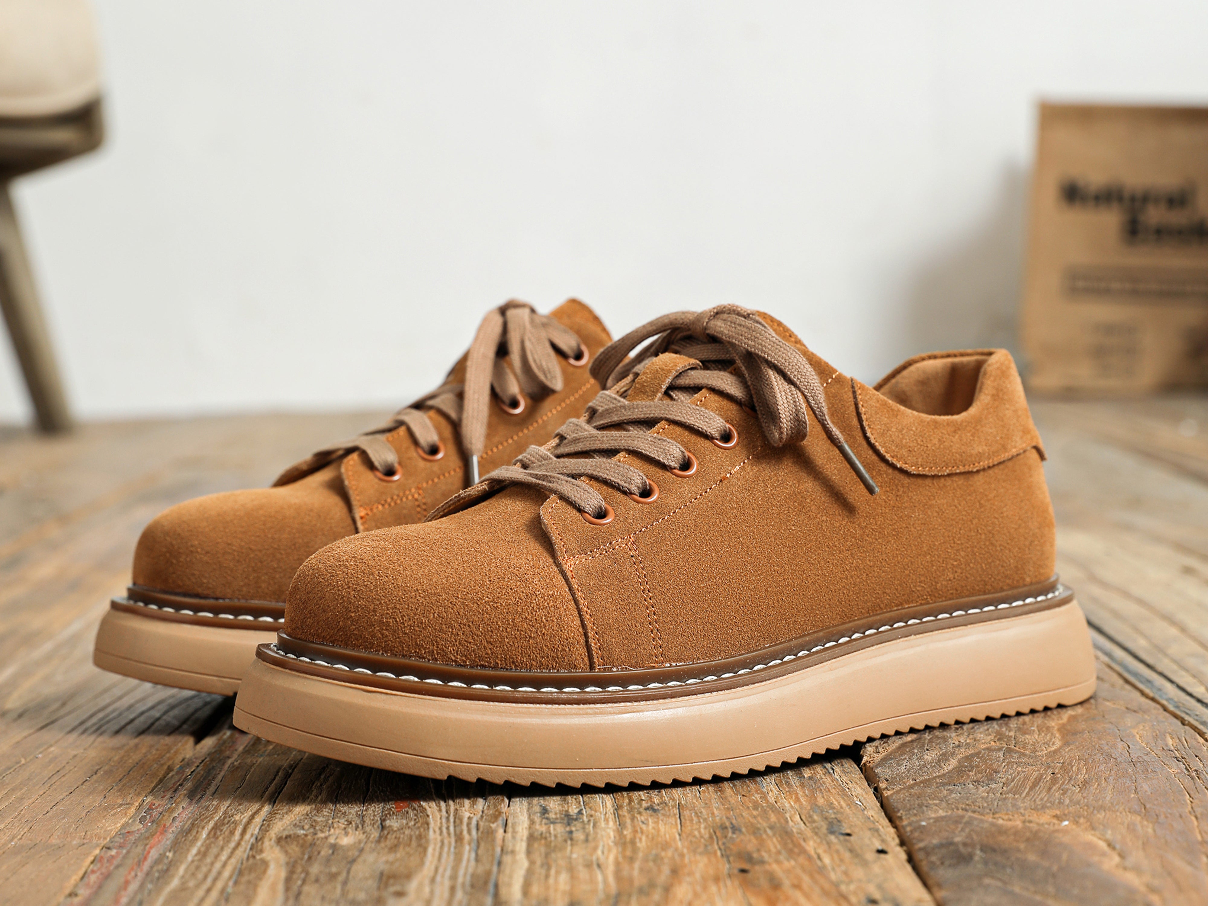 Zapatillas skate gruesas de ante para hombre