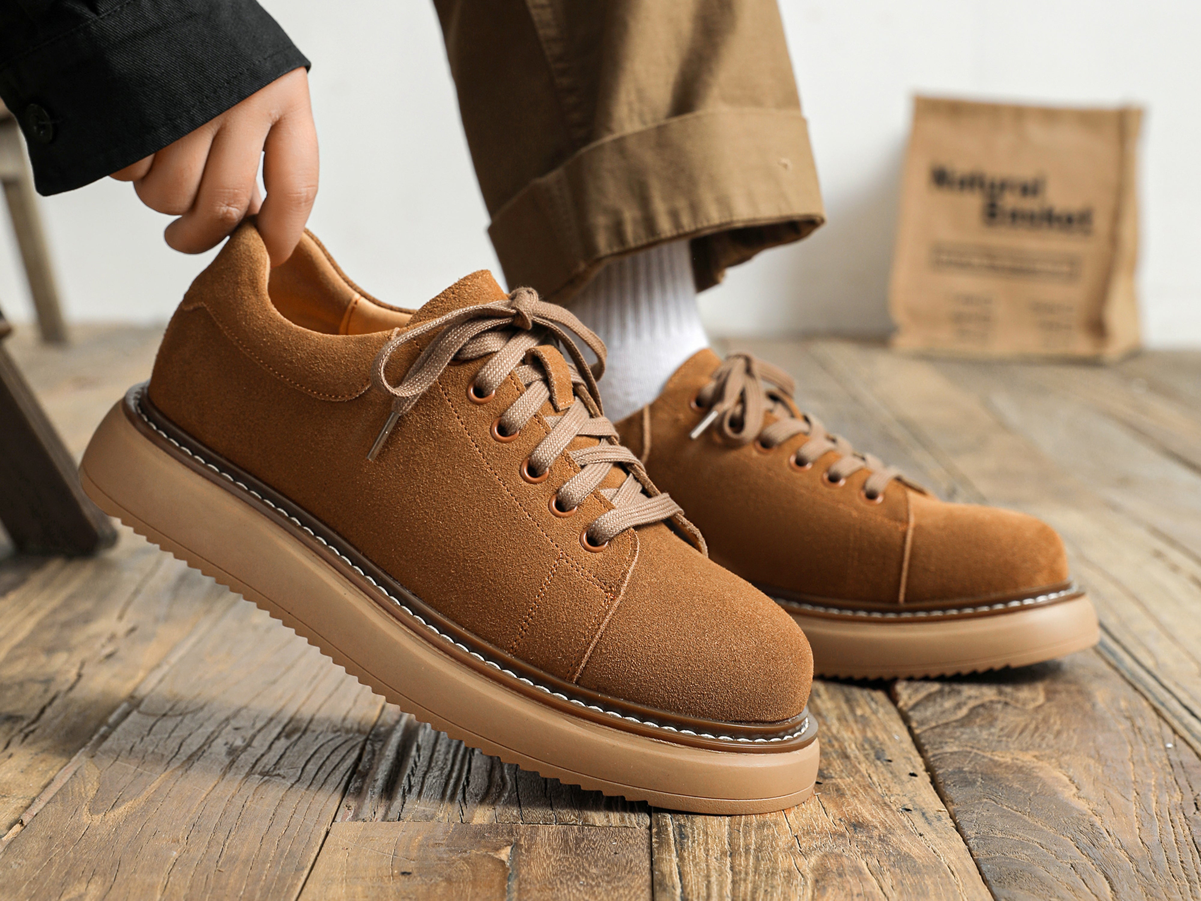 Zapatillas skate gruesas de ante para hombre