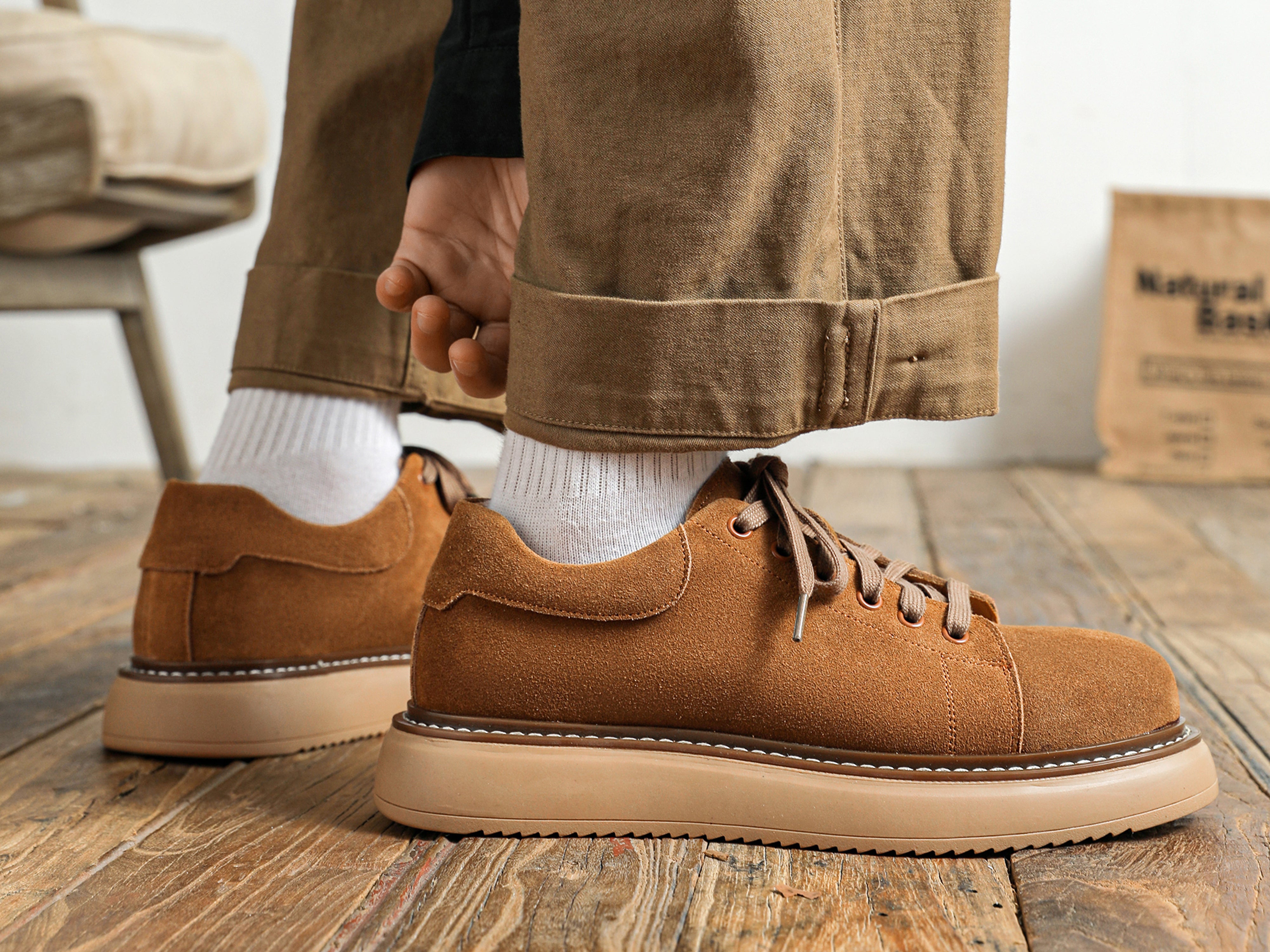 Zapatillas skate gruesas de ante para hombre