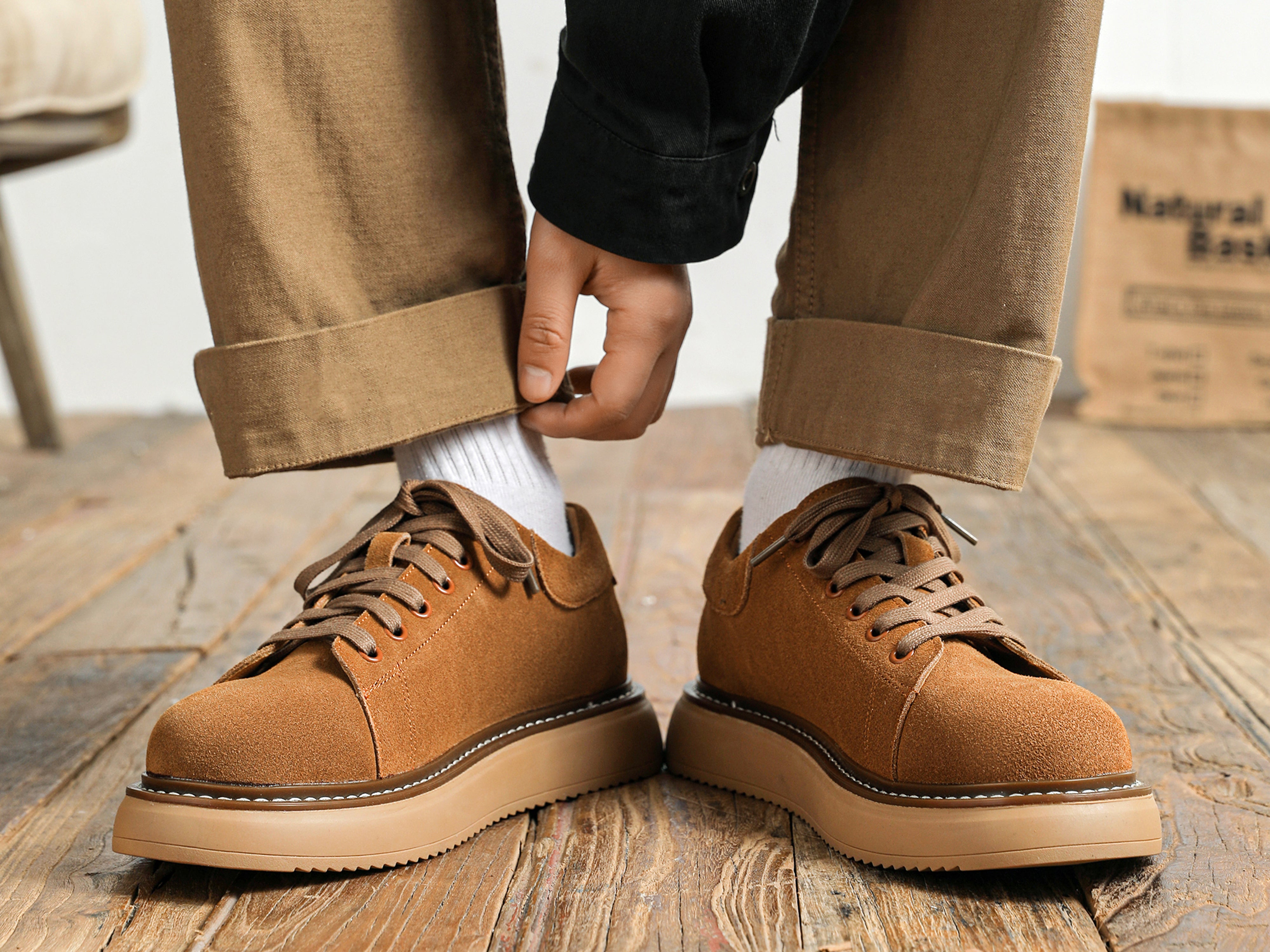 Zapatillas skate gruesas de ante para hombre