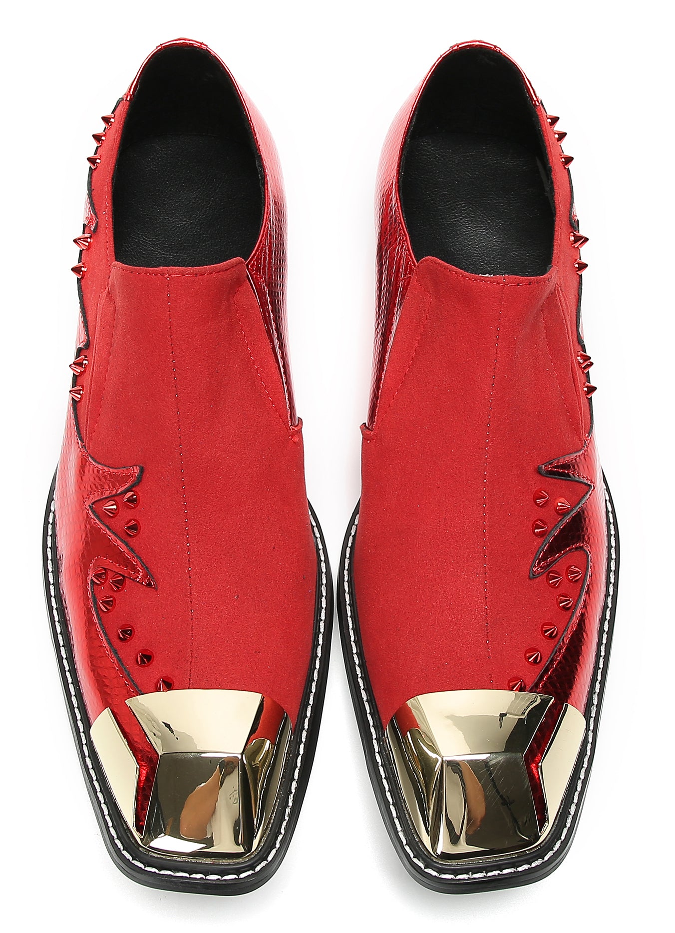 Men's Metal-Square Toe Beaded Suede Western Loafers