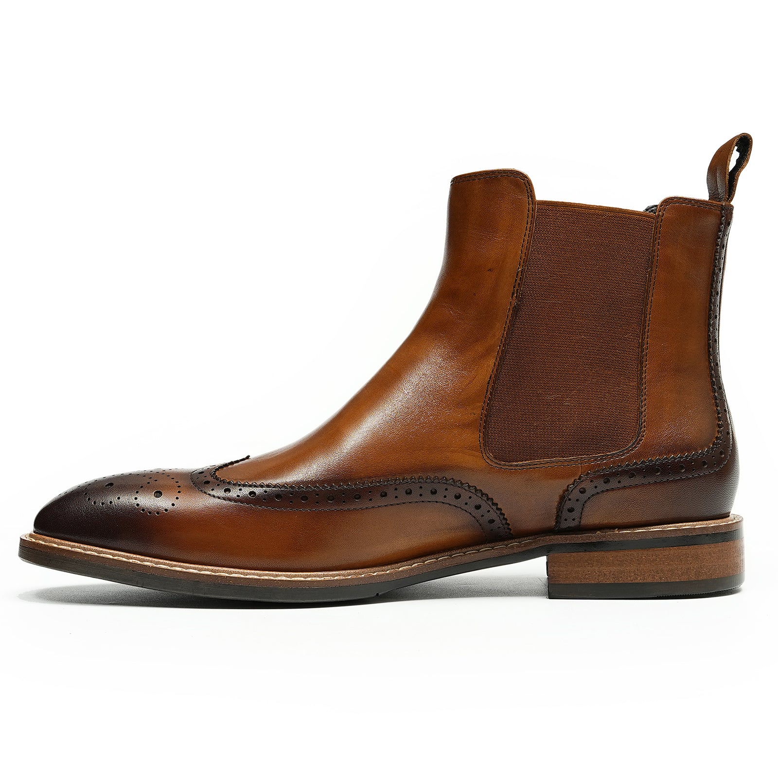 Wingtips Men's Handmade Dress Wingtips Brogues Chelsea Boots – Santimon