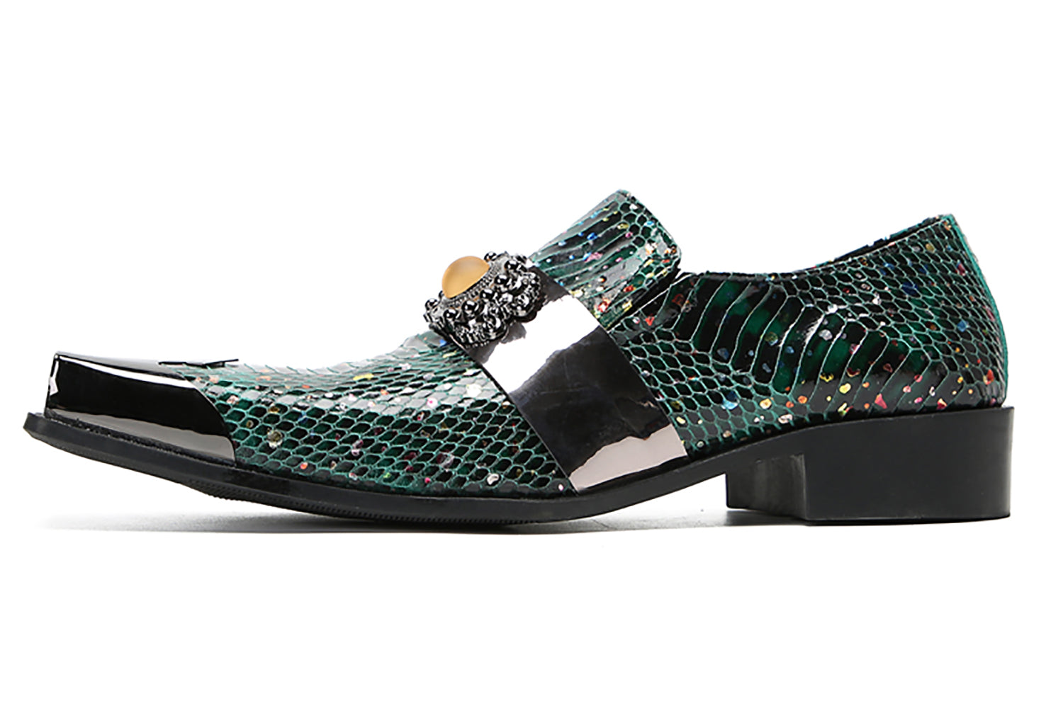 Men's Metal-Square Toe Western Penny Loafers