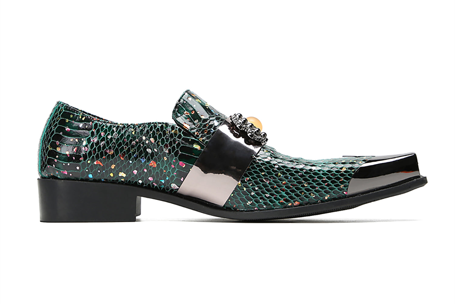 Men's Metal-Square Toe Western Penny Loafers
