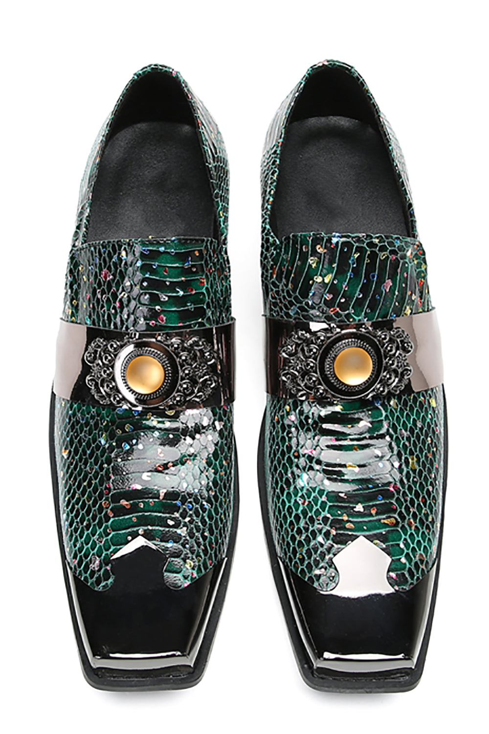 Men's Metal-Square Toe Western Penny Loafers