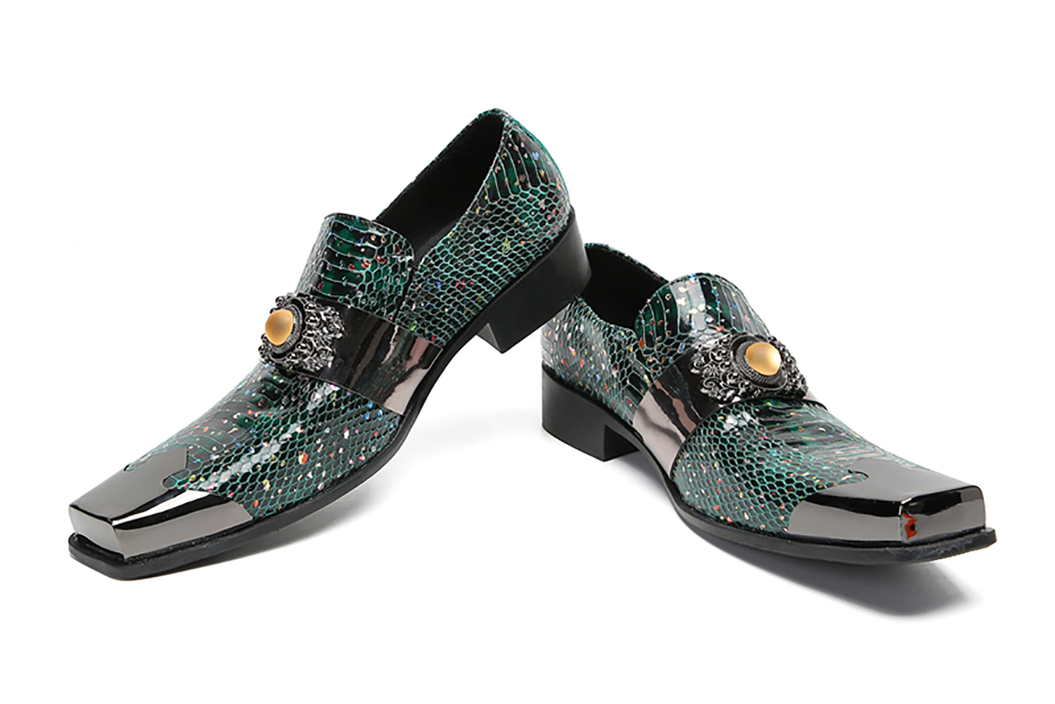 Men's Metal-Square Toe Western Penny Loafers