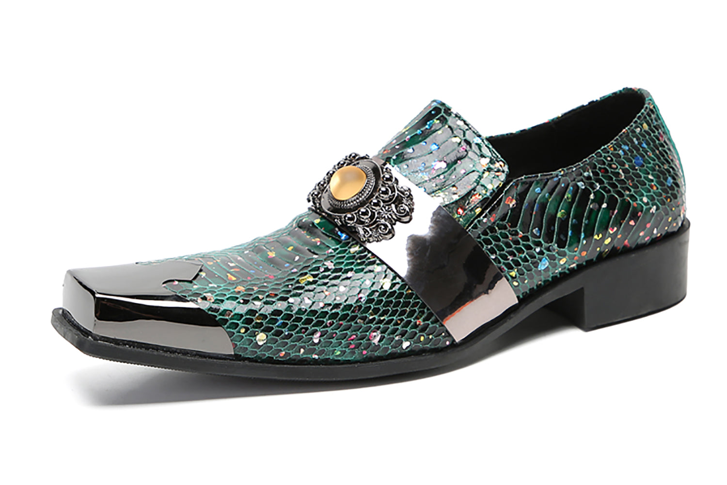 Men's Metal-Square Toe Western Penny Loafers