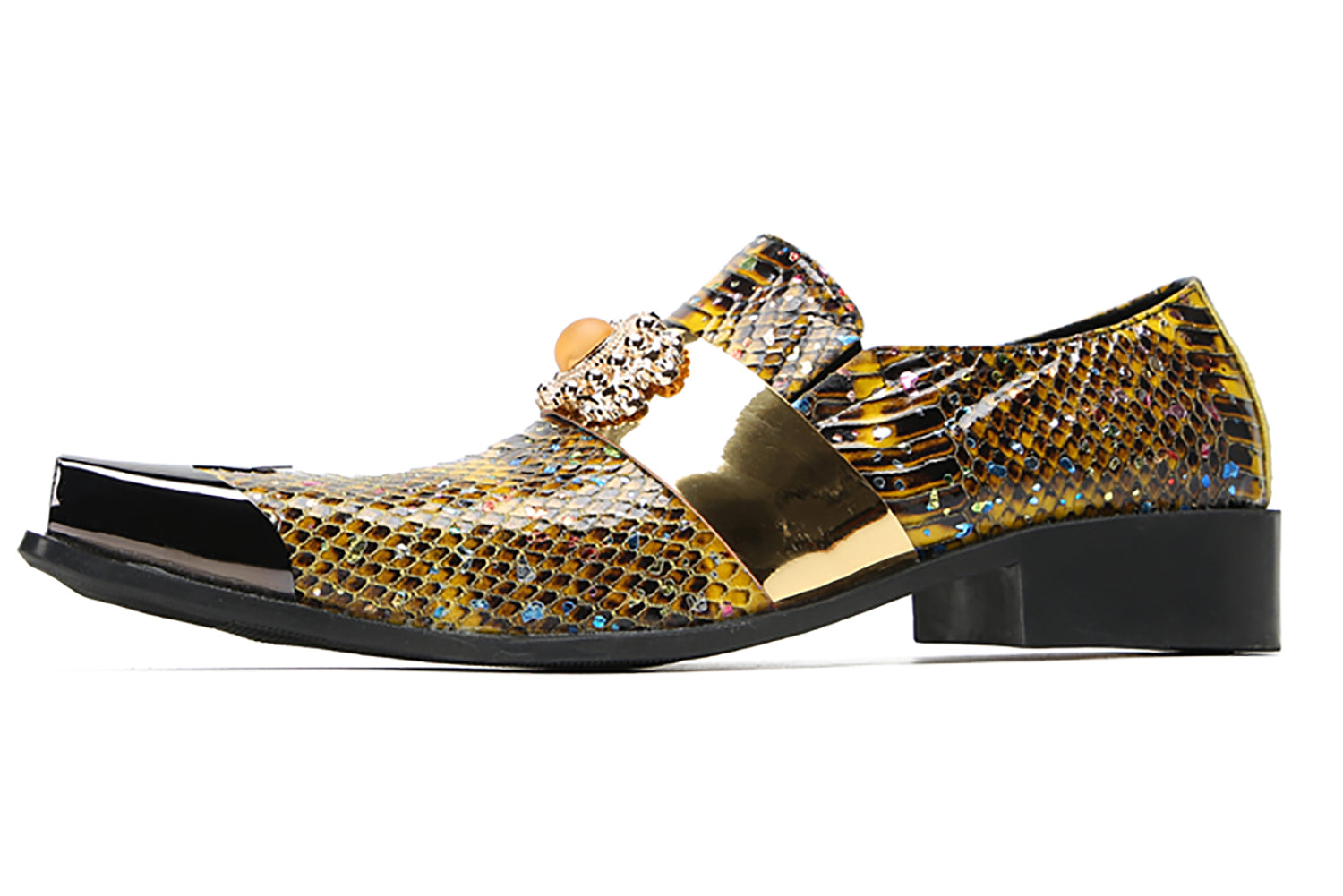 Men's Metal-Square Toe Western Penny Loafers