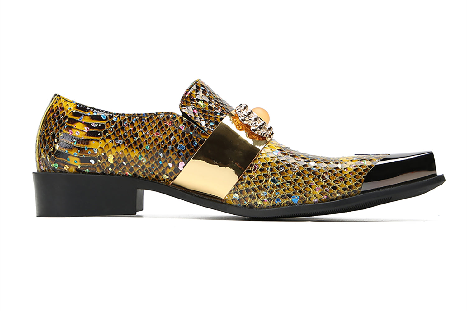 Men's Metal-Square Toe Western Penny Loafers
