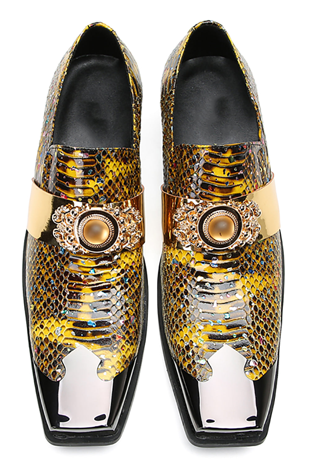 Men's Metal-Square Toe Western Penny Loafers