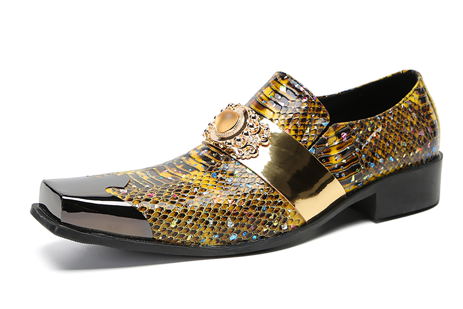 Men's Metal-Square Toe Western Penny Loafers