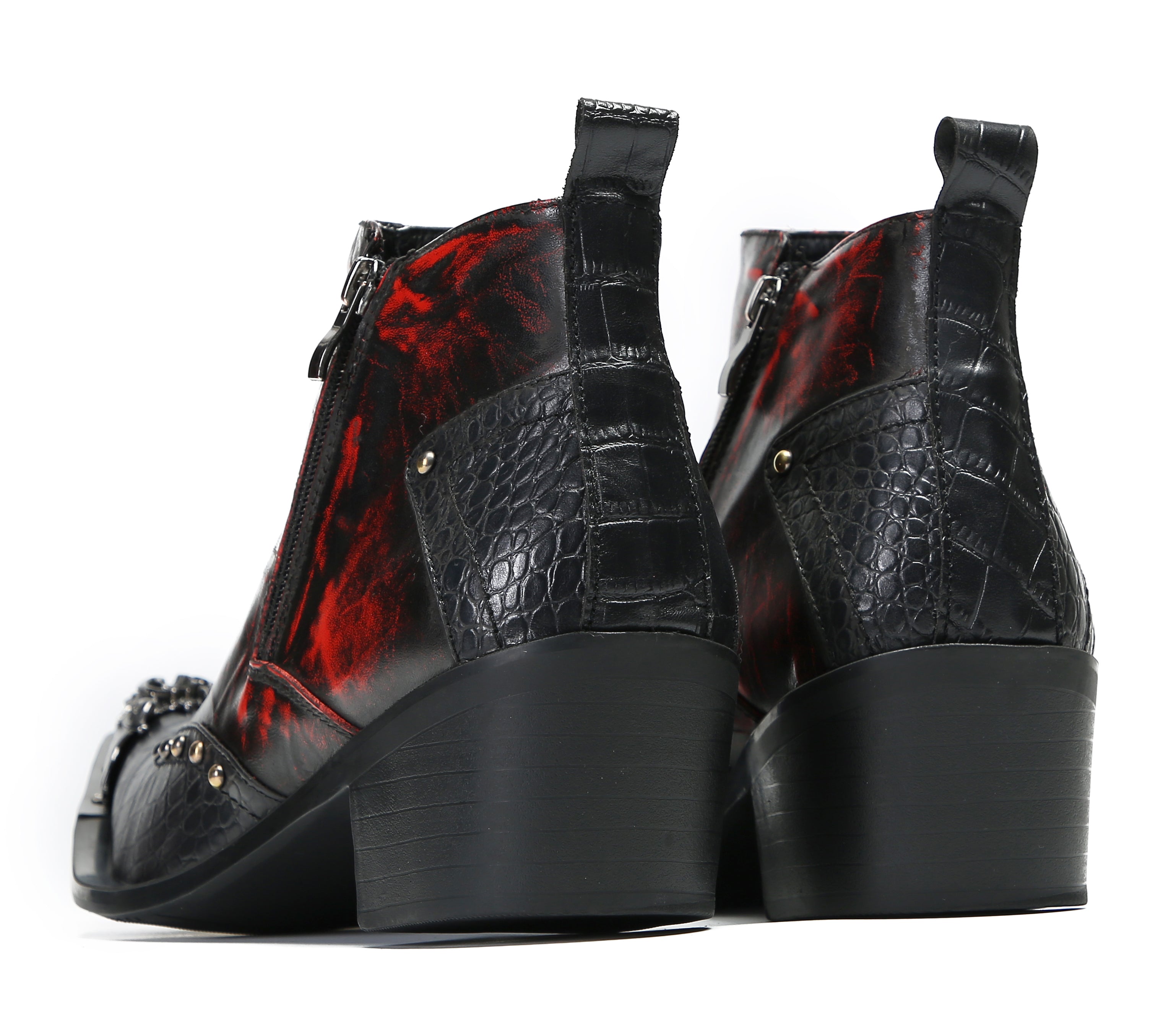 Men's Metal Toe Double Side Zipper Western Boots