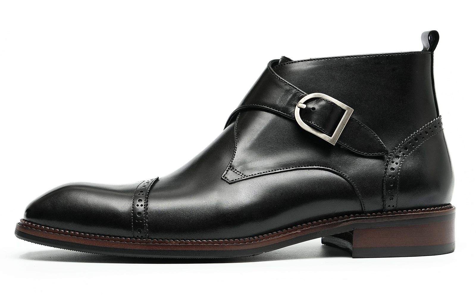 Botines brogue de vestir con correa tipo monje para hombre