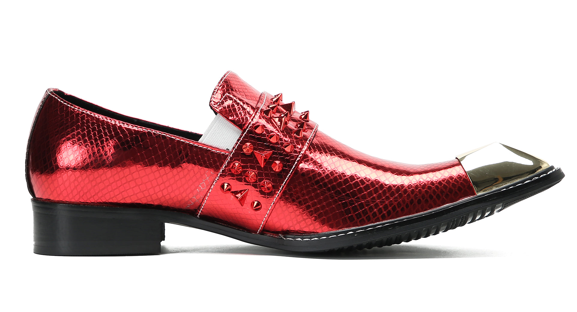 Men's Metal-Square Toe Western Buckle Loafers