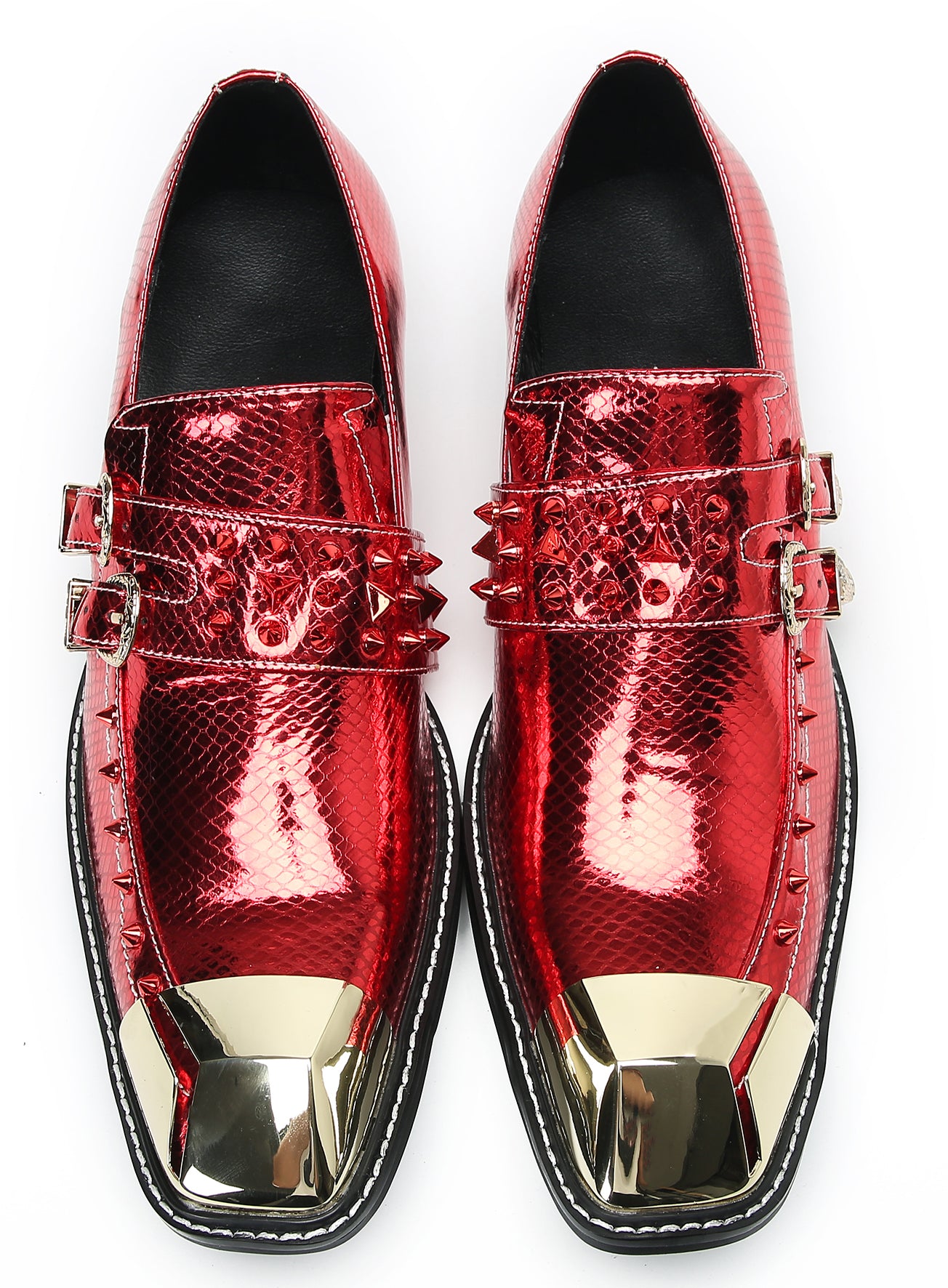 Men's Metal-Square Toe Western Buckle Loafers
