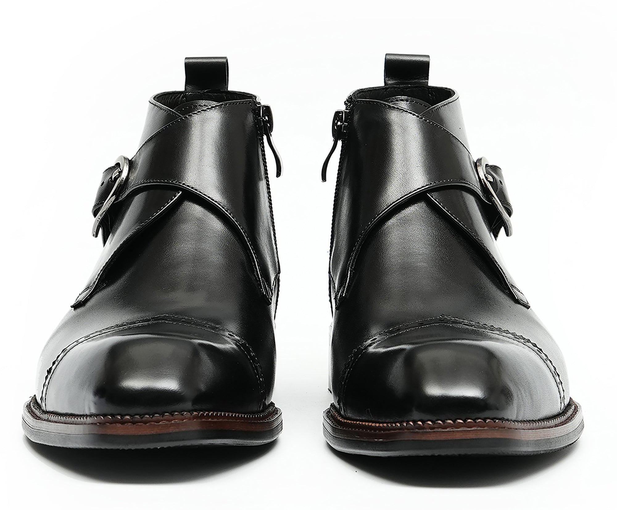 Botines brogue de vestir con correa tipo monje para hombre
