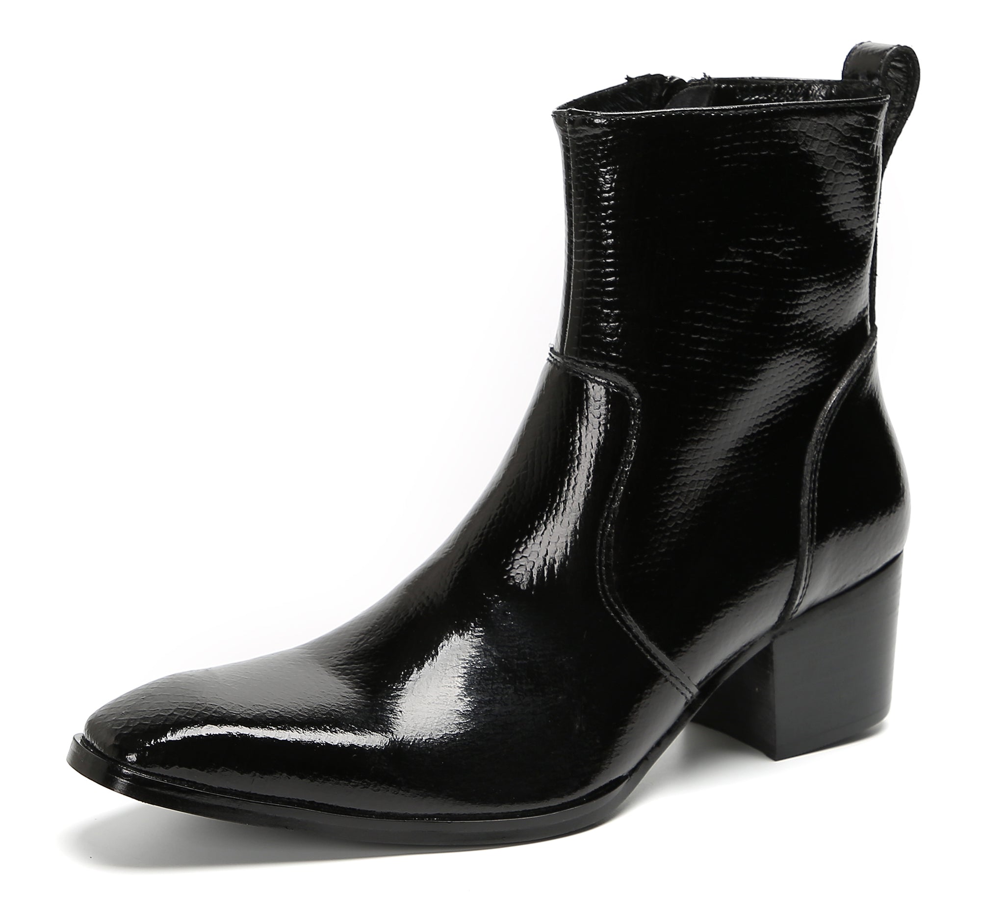 Men's Casual Zipper Hight Top Western Boots