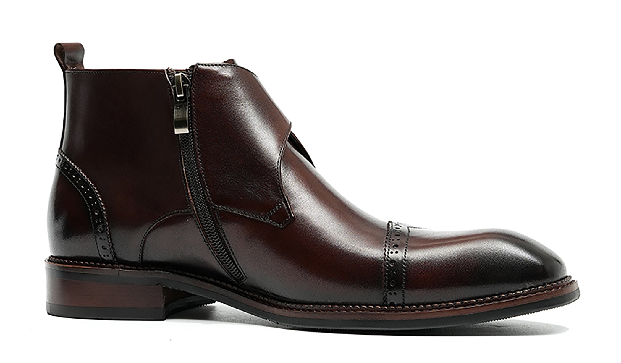 Botines brogue de vestir con correa tipo monje para hombre
