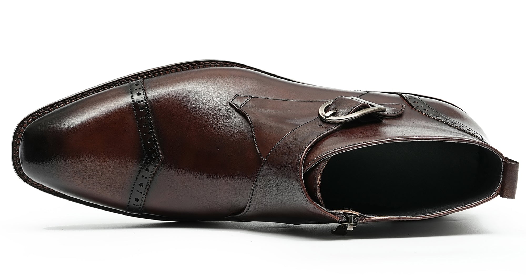 Botines brogue de vestir con correa tipo monje para hombre