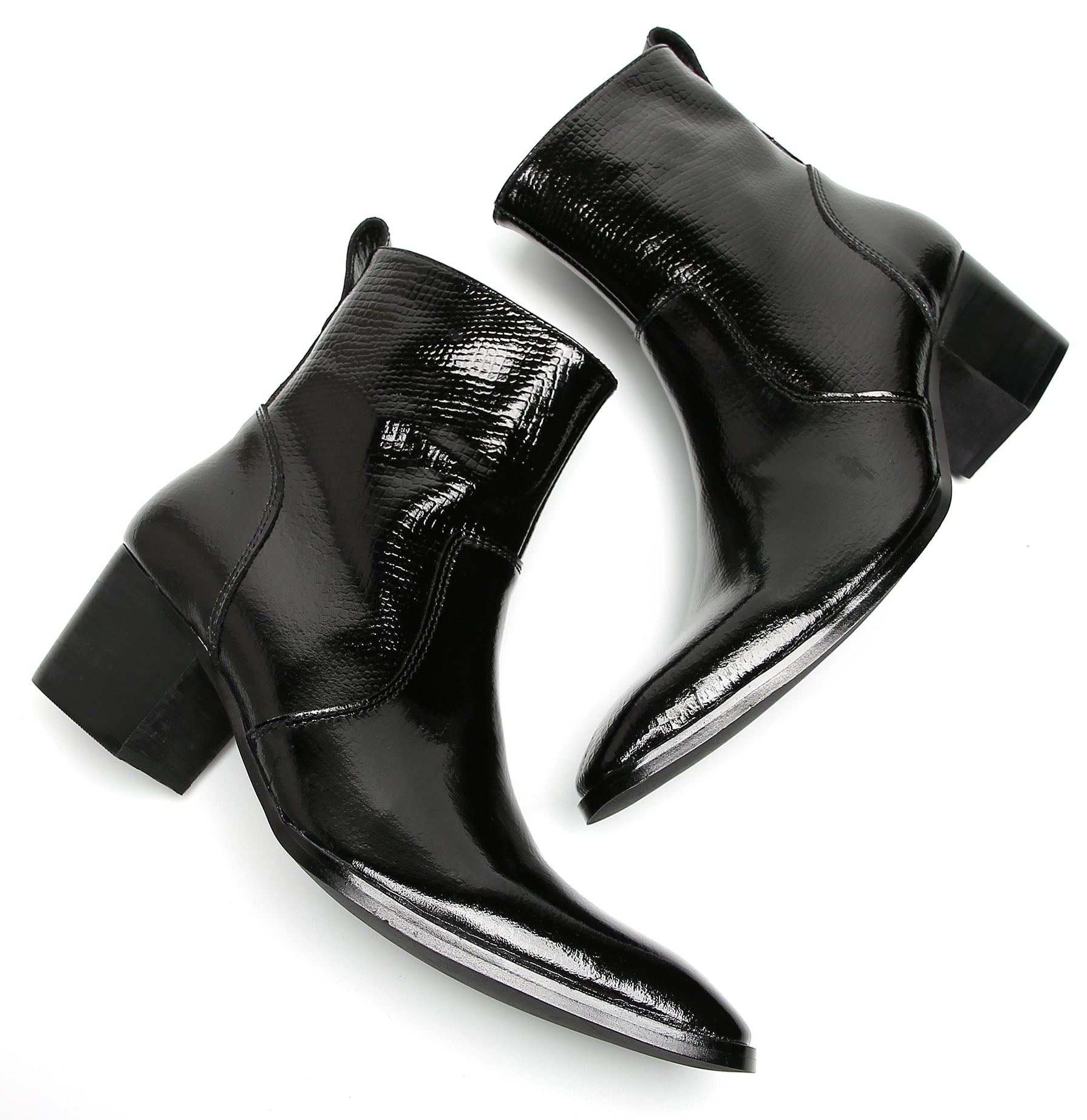 Men's Casual Zipper Hight Top Western Boots