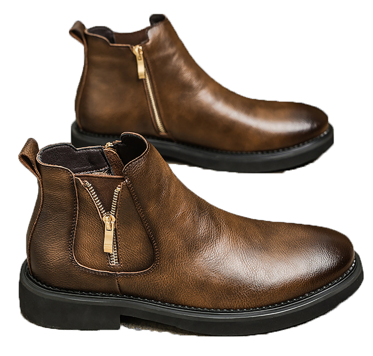 Men's Double Side Zipper Casual Dress Boots