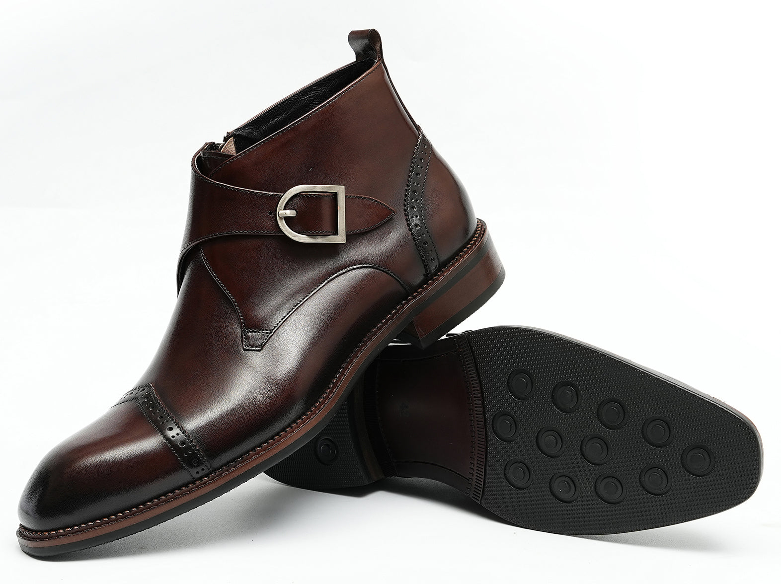Botines brogue de vestir con correa tipo monje para hombre