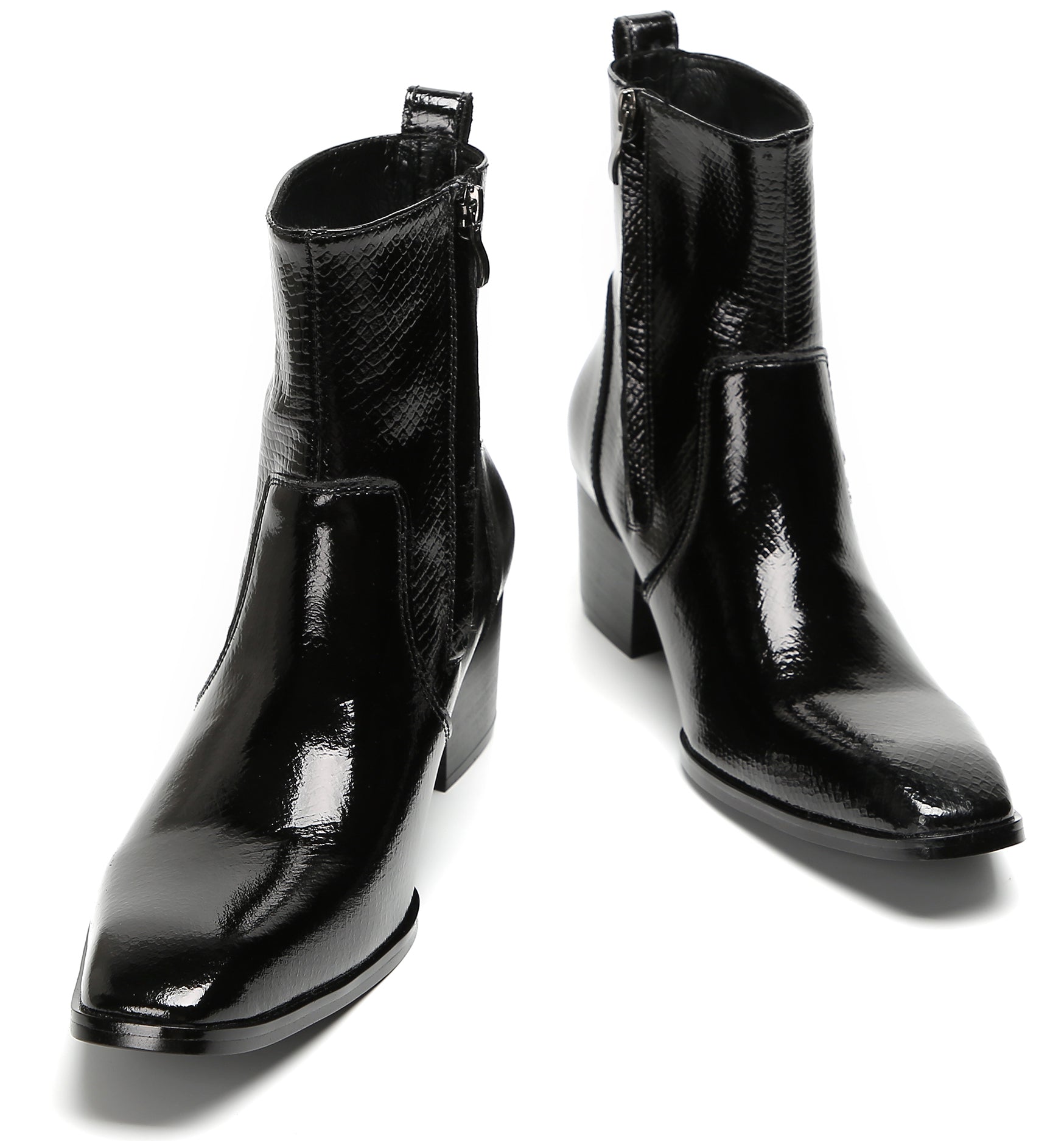 Men's Casual Zipper Hight Top Western Boots