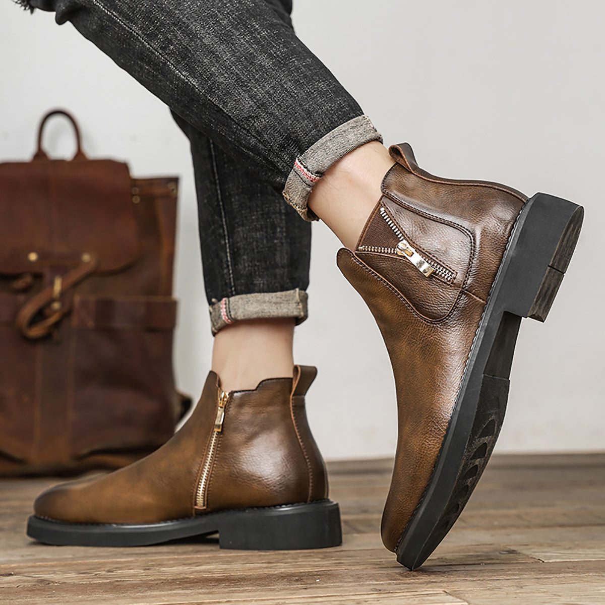 Men's Double Side Zipper Casual Dress Boots