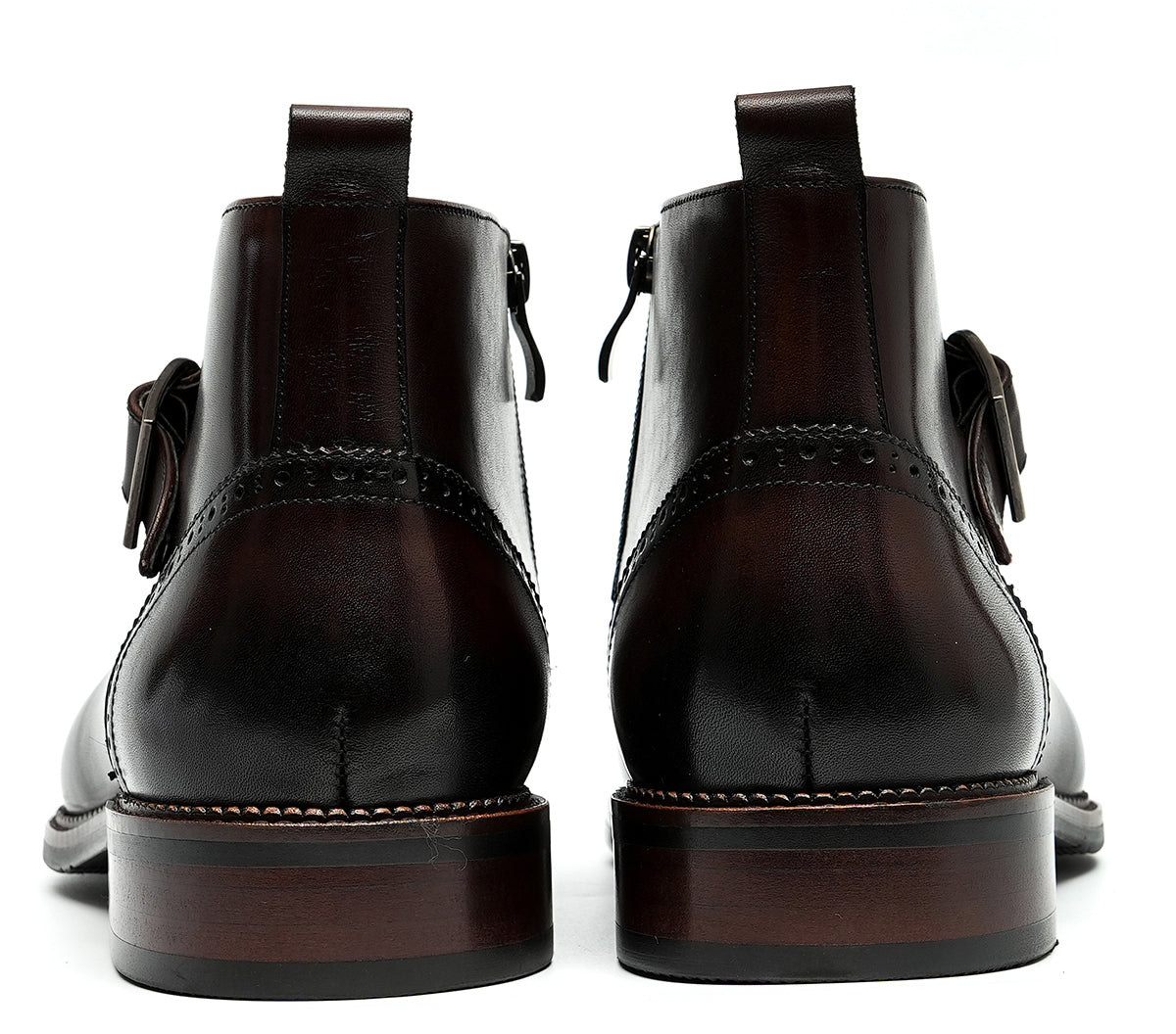 Botines brogue de vestir con correa tipo monje para hombre