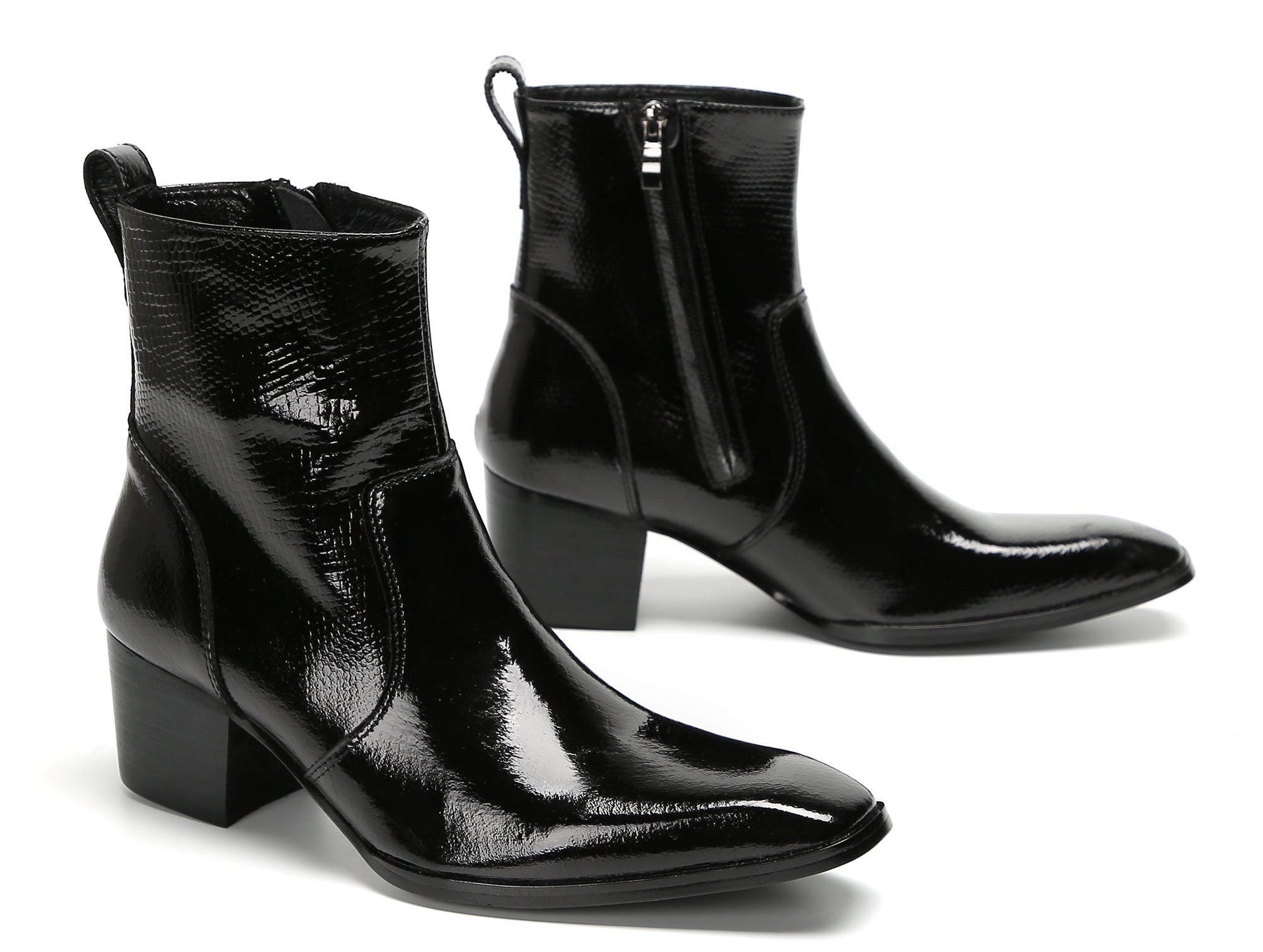 Men's Casual Zipper Hight Top Western Boots