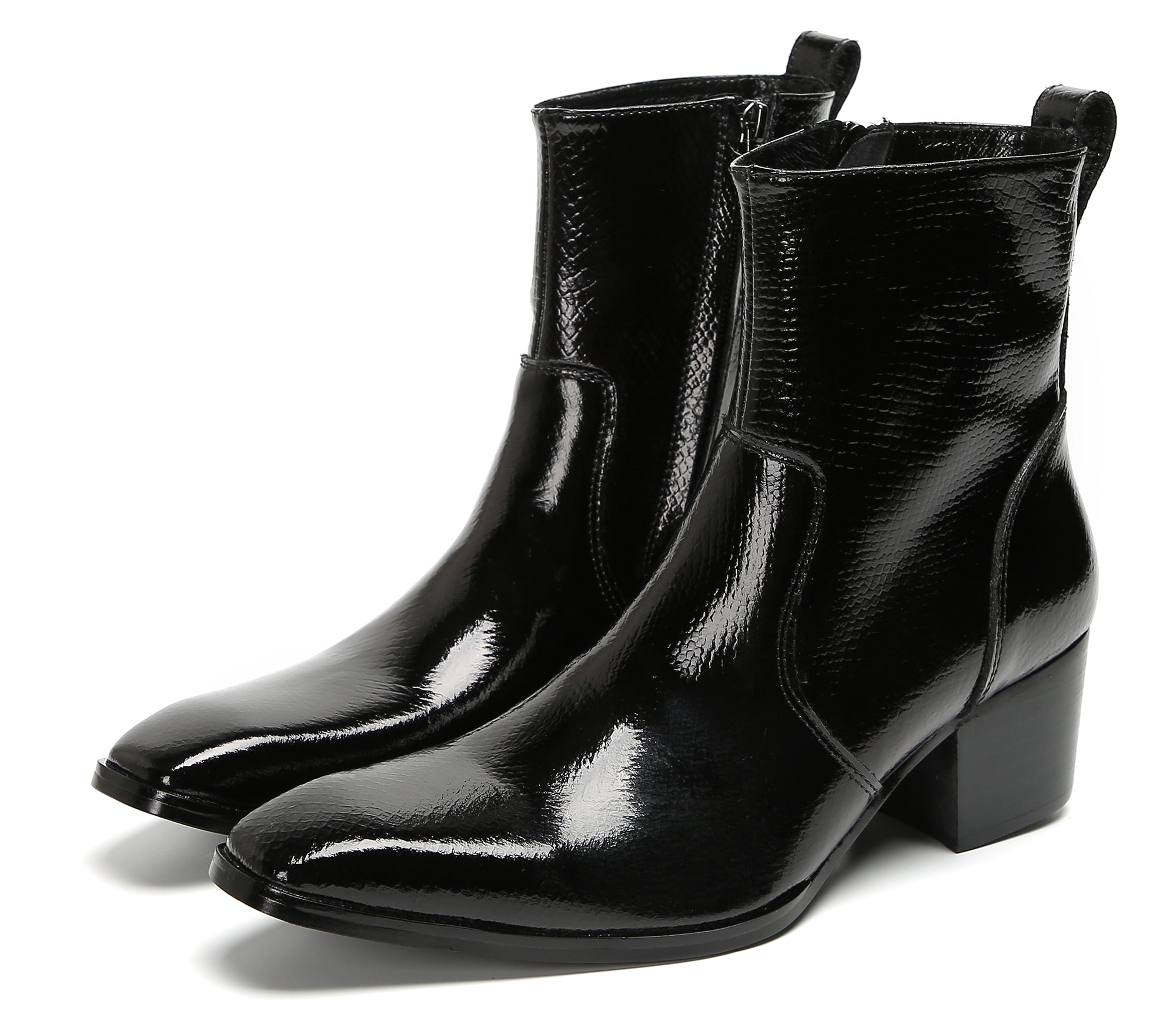 Men's Casual Zipper Hight Top Western Boots