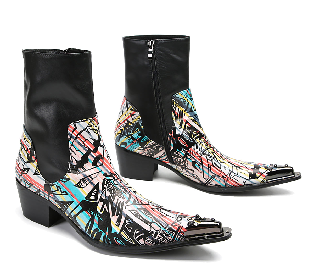 Botas vaqueras altas con punta de ala metálica para hombre