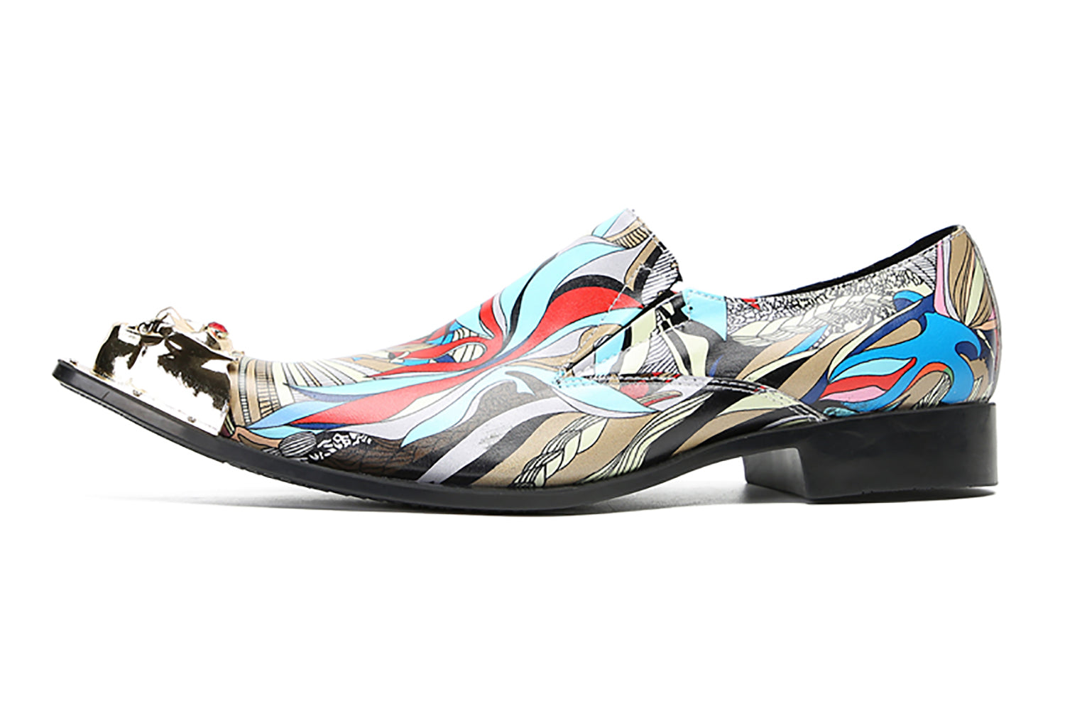 Mocasines tipo penny estilo occidental con punta metálica y grafiti para hombre