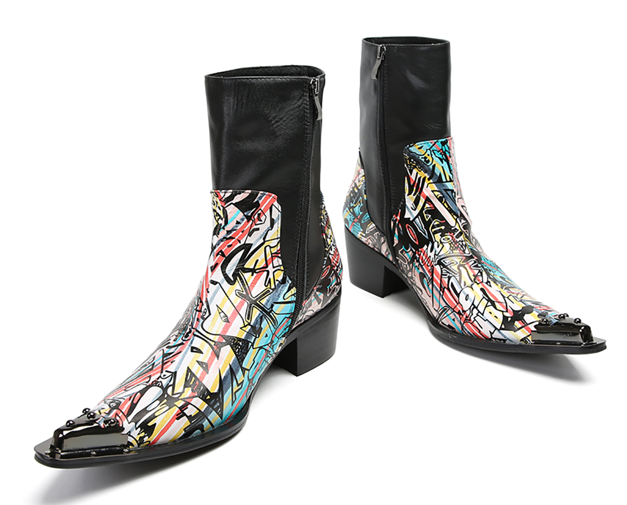 Botas vaqueras altas con punta de ala metálica para hombre