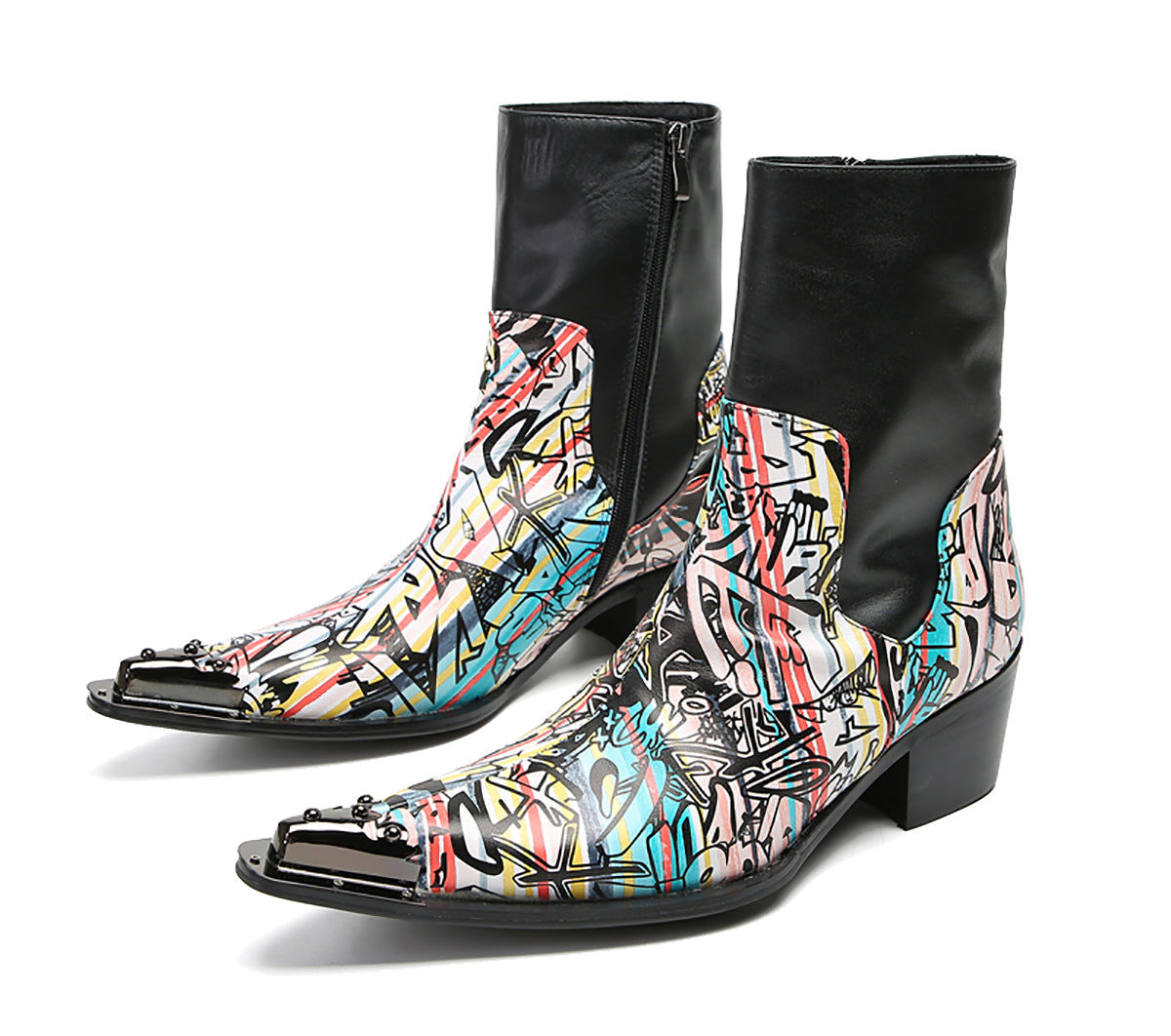 Botas vaqueras altas con punta de ala metálica para hombre