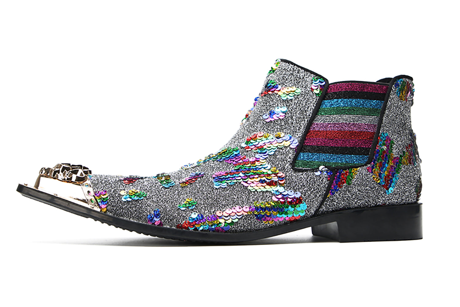 Botas vaqueras con lentejuelas y punta de metal para hombre
