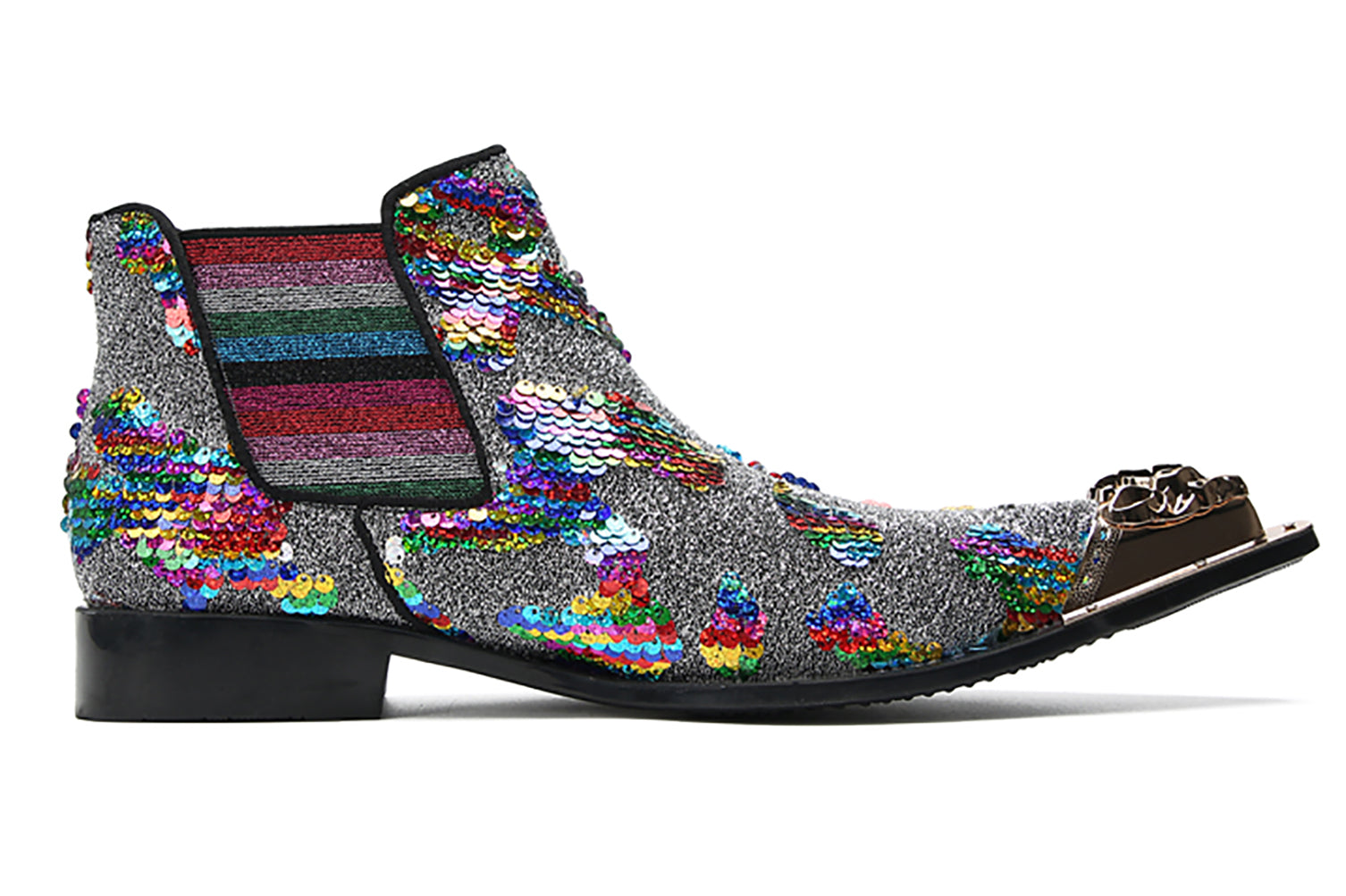 Botas vaqueras con lentejuelas y punta de metal para hombre