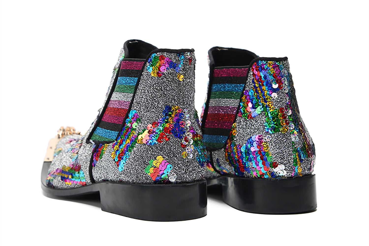 Botas vaqueras con lentejuelas y punta de metal para hombre