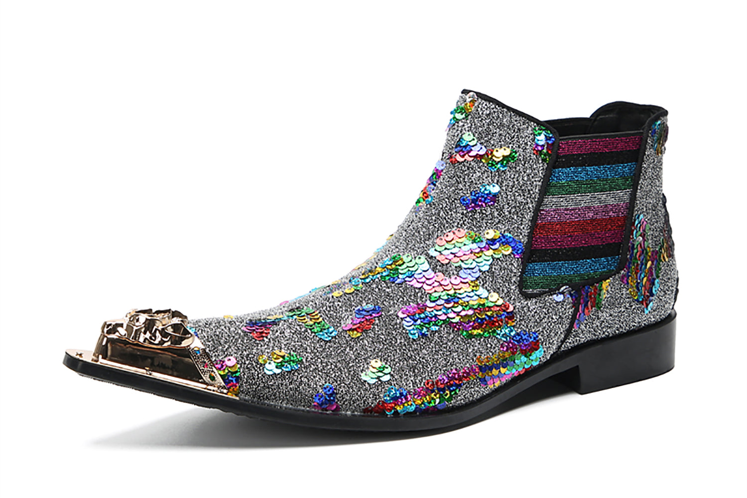 Botas vaqueras con lentejuelas y punta de metal para hombre